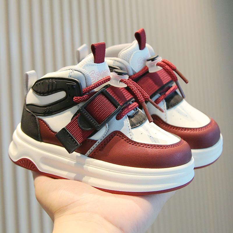 Children's sports shoes 2025 spring and autumn boys' casual board shoes high-top girls' bread shoes dopamine baby dad shoes