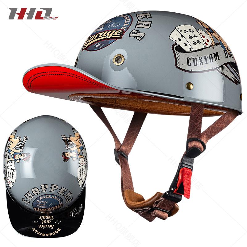 Motorcycle Helmet Half Helmet Summer Men's and Women's Vintage Harley Electric Motor Car Baseball Cap and Helmet