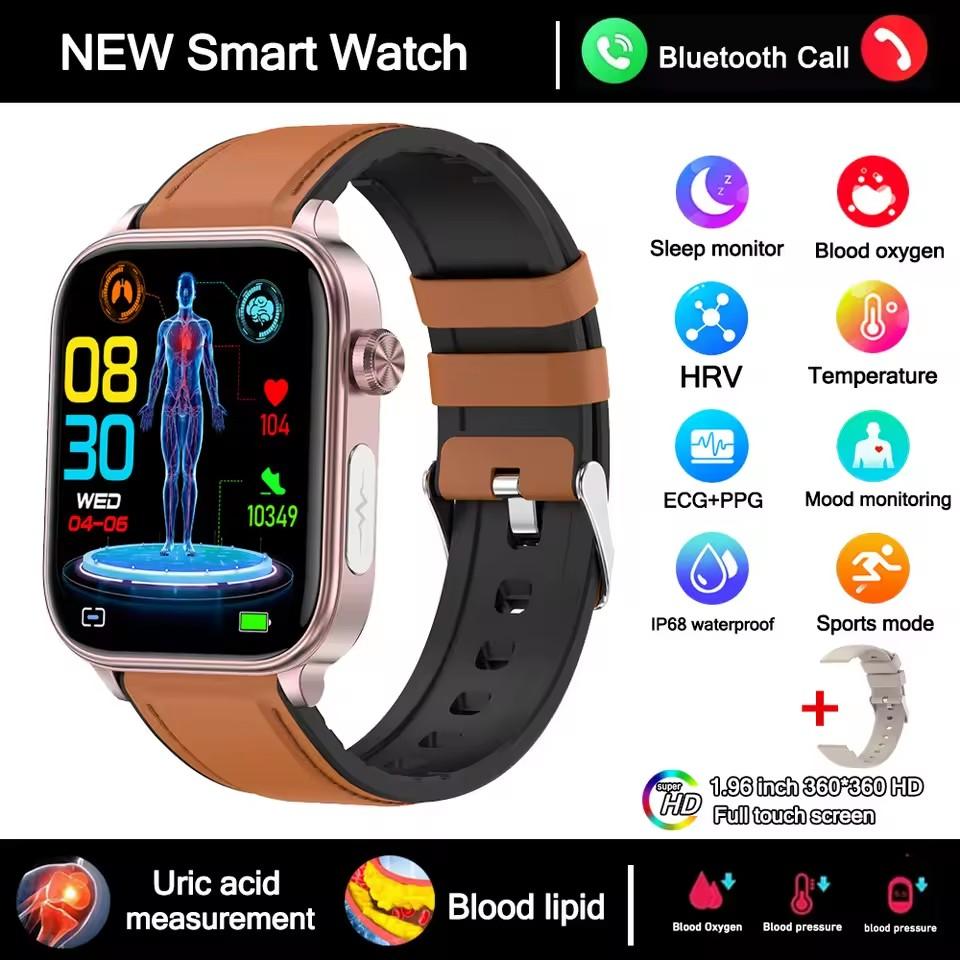 2025 New ECG+PPG Smart Watch Women Heart Rate Blood Lipid Uric Acid Women Menstrual Health Tracker Smartwatches For Android iOS
