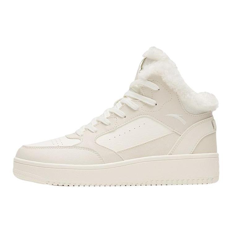 

new Anta Warm Anti Slip And Wear Resistant High Top Skateboard Shoes Women s White Gray 36