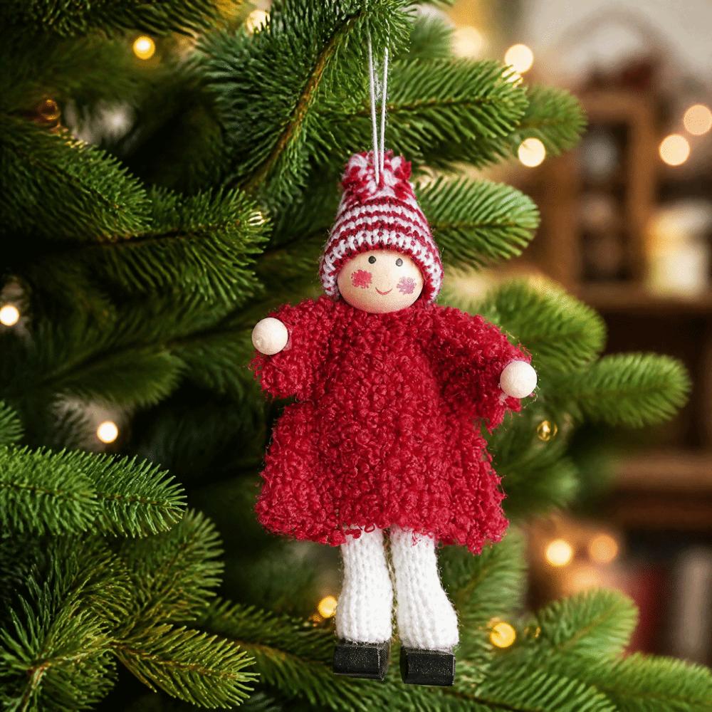 Skiing Doll Christmas Decor Wood Tree Hanging Decor Creative Christmas Ornament Gift