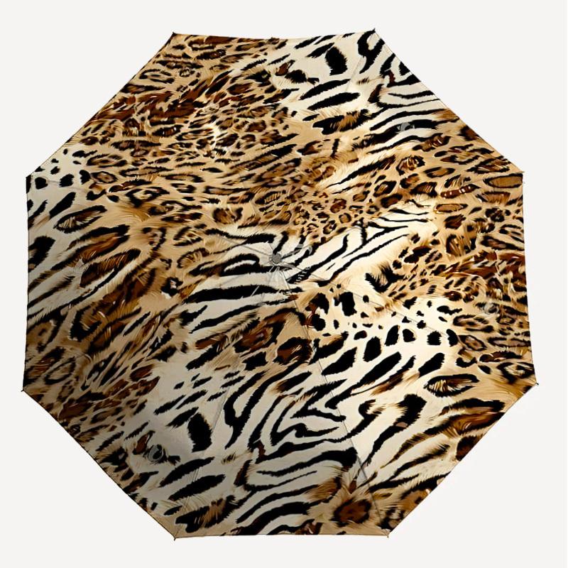 1PC Leopard Print Tiger StripesUmbrella-8-Rib Reinforced, Automatic Open, Lightweight & Durable, Cute Fashion Accessory for Outdoor-P120