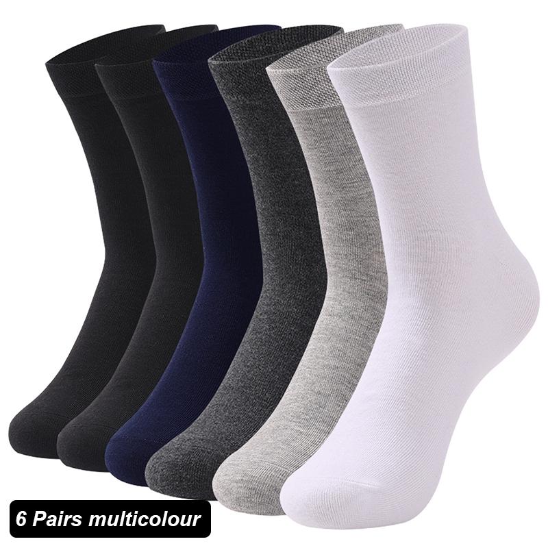 6 Paar Herrensocken aus Baumwolle, atmungsaktiv, schwarz/weiß, für den Frühling und Sommer, Übergröße EU 40–47