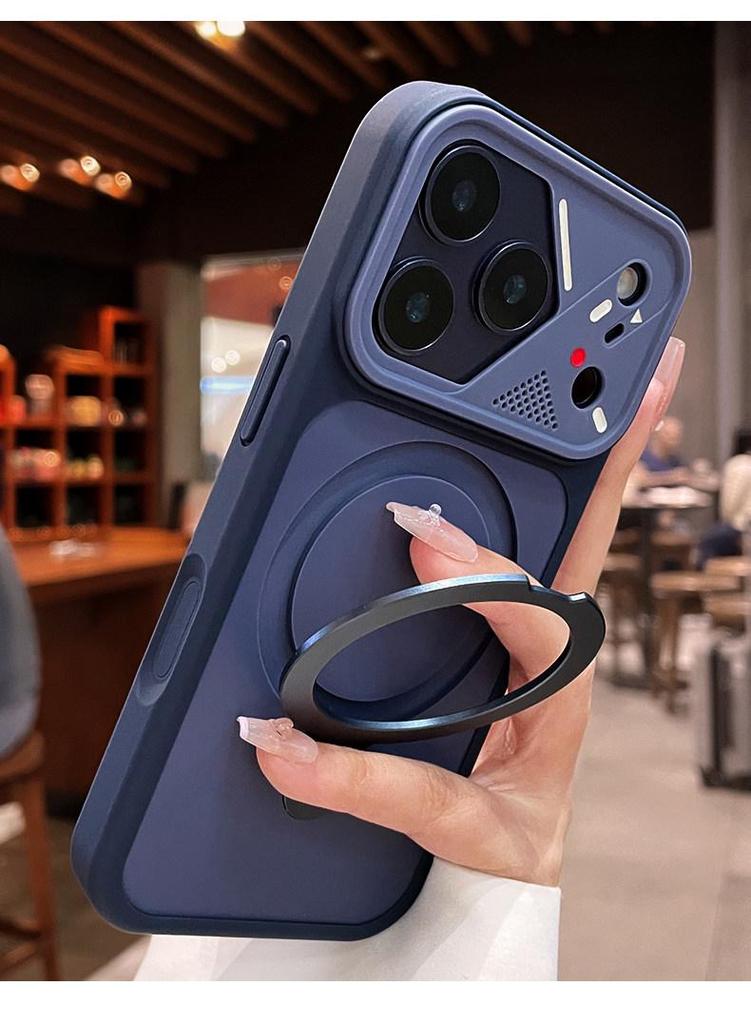 Apple 17 Pro Max Magnetic Bracket Case with Creative Lens Frame for iPhone 16 - Drop-Proof Protective Cover