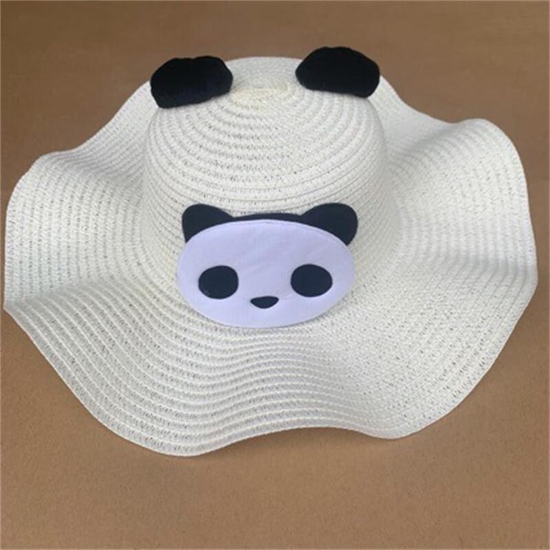 Kids Panda Wave Brim Straw Sun Hat