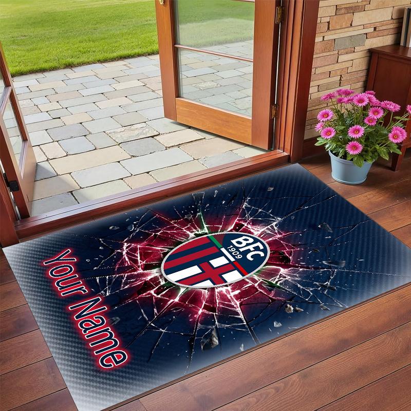 Crystal Velvet Rug Custom Name Text, Soft Non Slip Floor Mat Home DecorBologna FC