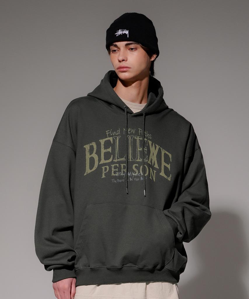 Believe Heavy Cotton Hoodie Deep Grey Kmhd6830