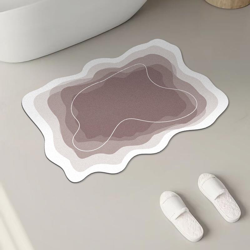Moderne Schlichte Diatomeenerde Badezimmer Feuchtigkeitsabsorbierend Toilette Unregelmäßig Feuchtigkeitsabsorbierend Schmutzig Rutschfest Leicht zu Reinigen Die Fußmatte 40 * 60cm gray