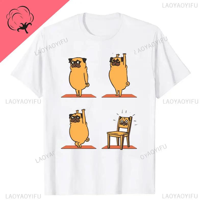

Funny Pug Yoga TShirt Puppy Yoga Poses and Meditation Latest Unisex Kawaii T Shirts Printing Unisex Tops Gift Streetwear COTTON S