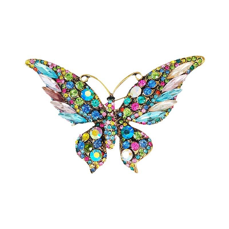 Elegant Retro Crystal Enamel Butterfly Brooch for Women