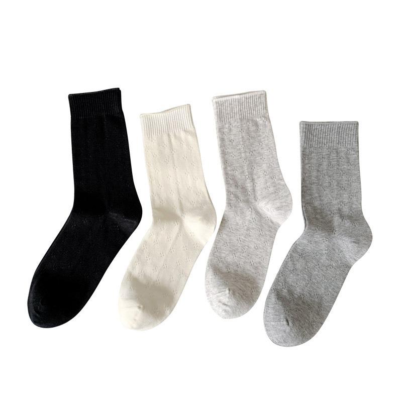 Female Spring and Summer Thin Fashion Four Leaf Clover Hollow Mesh Boneless Cotton In The Tube Pile Socks