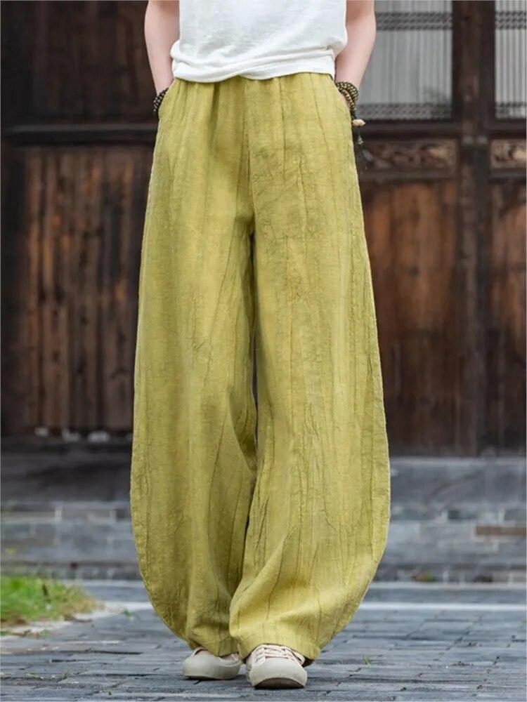 Johnature Pantalones bombachos Vintage Tie-dye para mujer, pantalones holgados con cintura elástica, pantalones largos informales para primavera