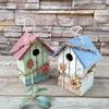 Rustic Cabin-Style Wooden Birdhouse - Outdoor Hanging Pastoral Decoration