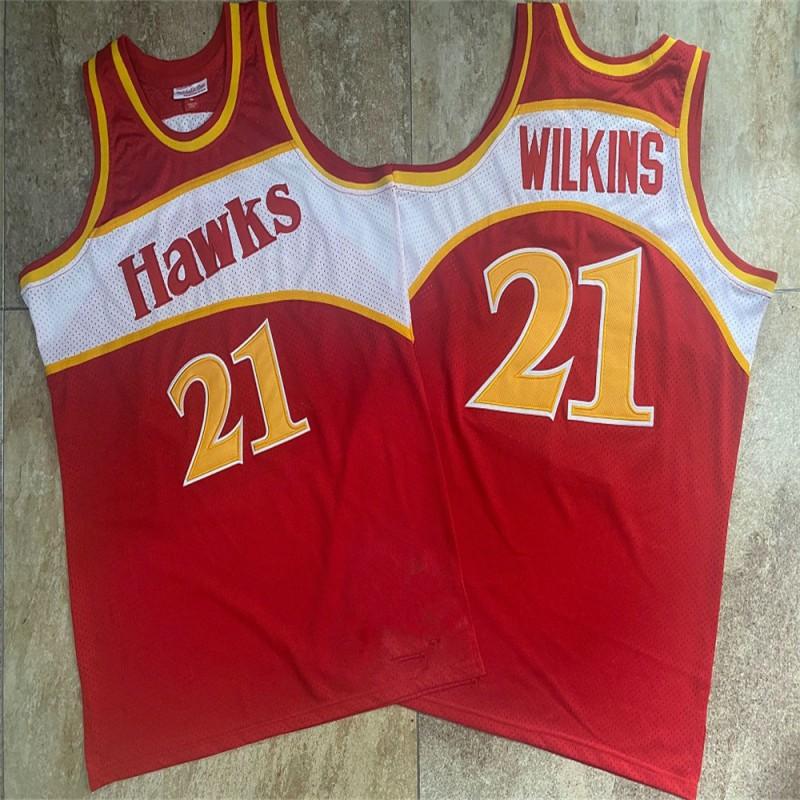 Vintage Atlanta Hawks Basketball Jersey Mens Cotton Blend Retro NBA Style 4 Webb 21 Wilkins 8 Smith 55 Mutombo