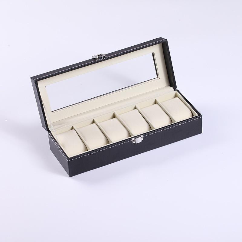 6Grid Slots Jewelry Watches Display Storage Box Case Pu Leather Display Holder