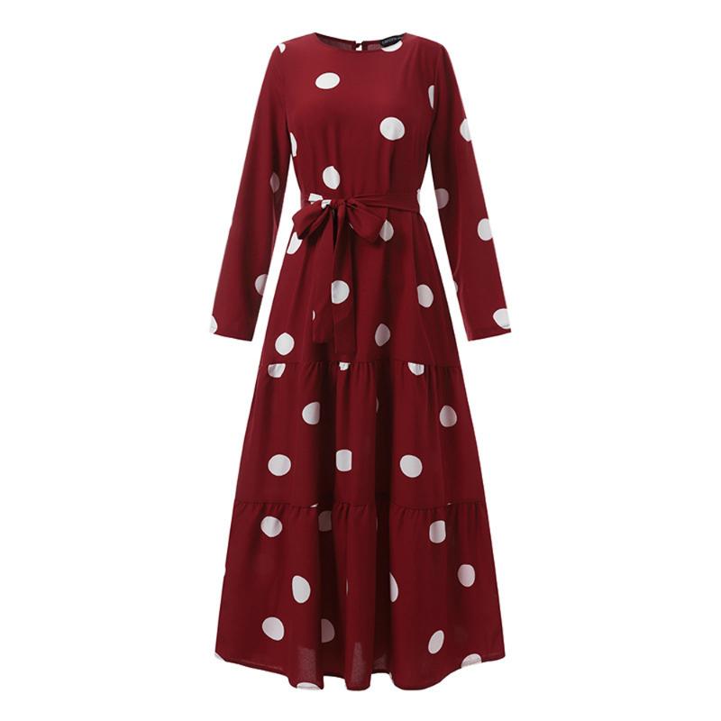 Nuevo Vestido Abaya musulmán de lunares para mujer, vestidos largos bohemios para fiesta