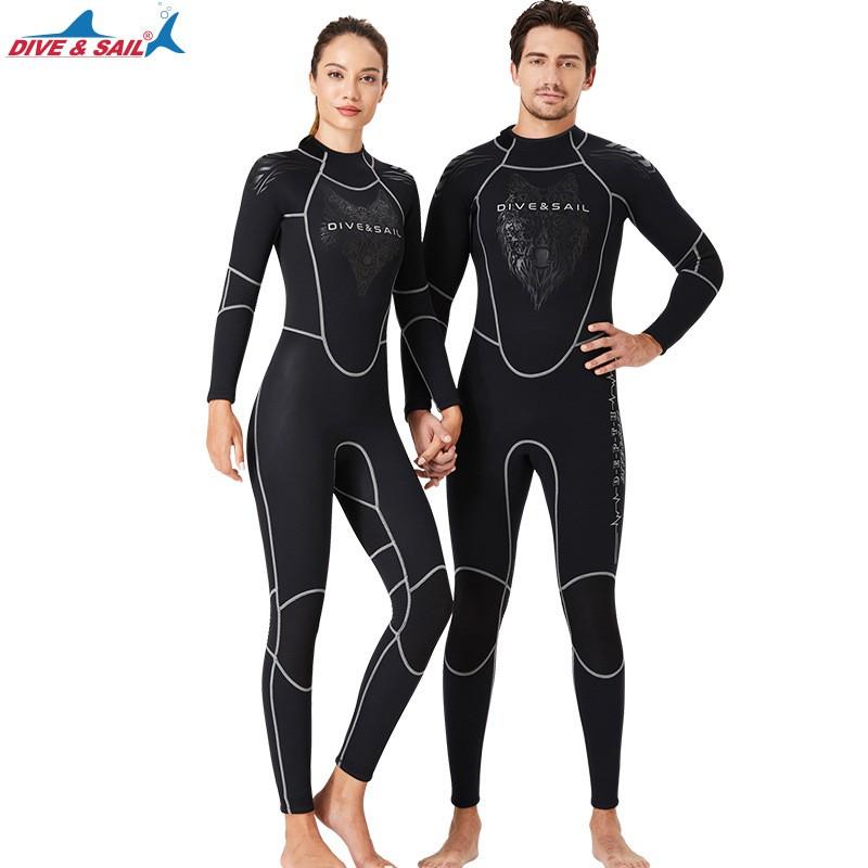 Diving Suit Women's 3MM One-piece Warm Surfing Long-sleeved Men's Cold-proof Thick Snorkeling Swimming Pants