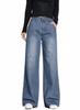Sueeya Denim Simple and Casual and Perfect for Everyday and Denim Size 2XL Women's Wide-Leg Pants, Flattering, High-Waisted, Stylish, Commuting, Wear,