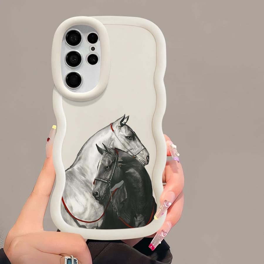 

White Black Horse Case for Samsung Galaxy S20 FE S23 Plus A26 S22 Ultra S21 S24 S25 A25 Soft Phone Cover A54 A55 A35 A24 A36 A34 Galaxy A25 5G