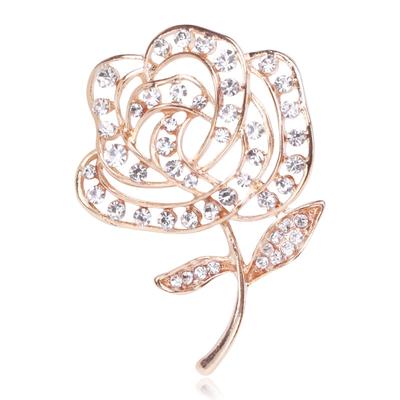 Hollow Rose Brooch Fashion Alloy Rhinestone Flower Brooch Temperament Simple Clothing Accessories