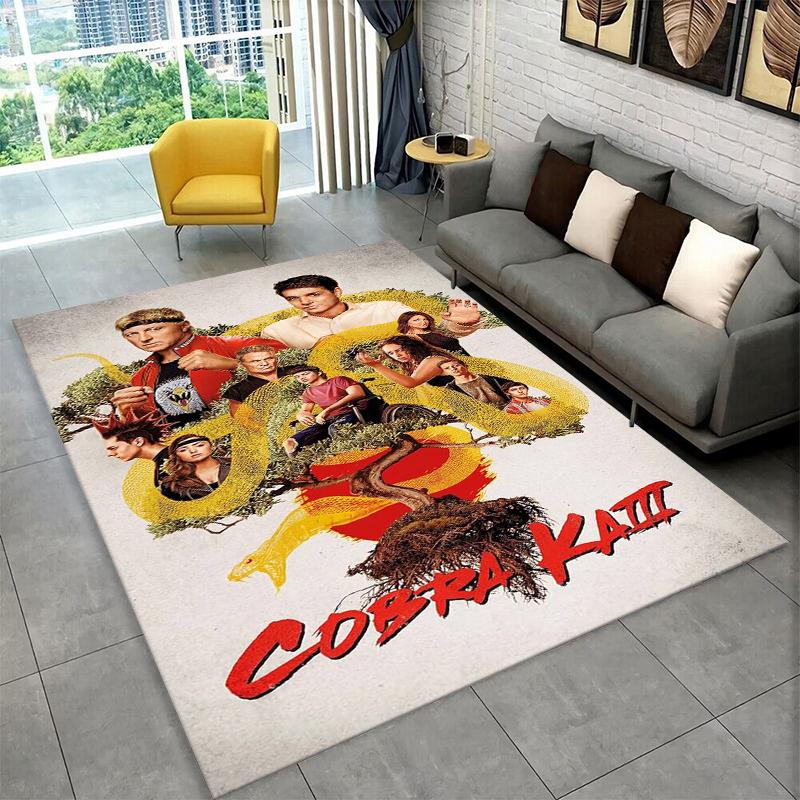 Tappeto Tappetino Cobra Kai TV Amanda Karate per Camera da Letto Soggiorno Divano Sala Giochi Zerbino Decorazioni per la Casa, Tappeto per Area Bambini Antiscivolo Regalo