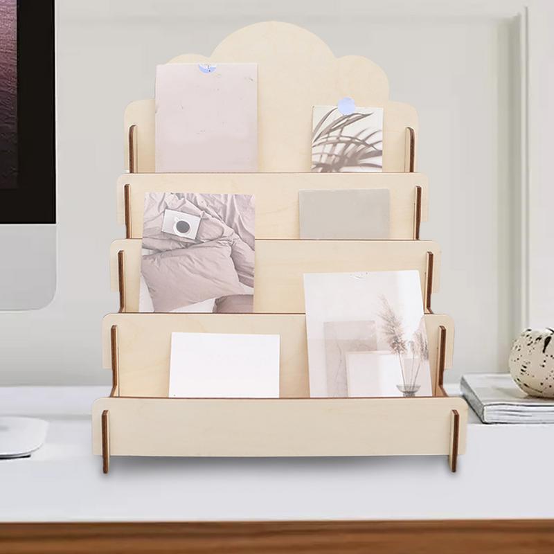 4 Tier Sturdy Wood Display Stand Sticker Display Stand Greeting  Card Display Rack Removable Card Organizer Rack for Postcard