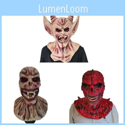 Mască Satanică din Latex Pentru Halloween Cosplay Cu Coarne Pentru Petreceri cu Costume