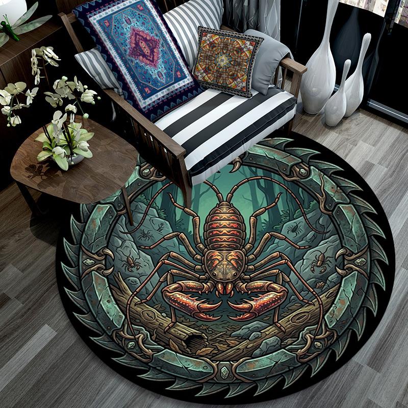 Mechanical Crab Emblem Round Area Rug Under Office Chairs Bedroom Living Room Home Decor