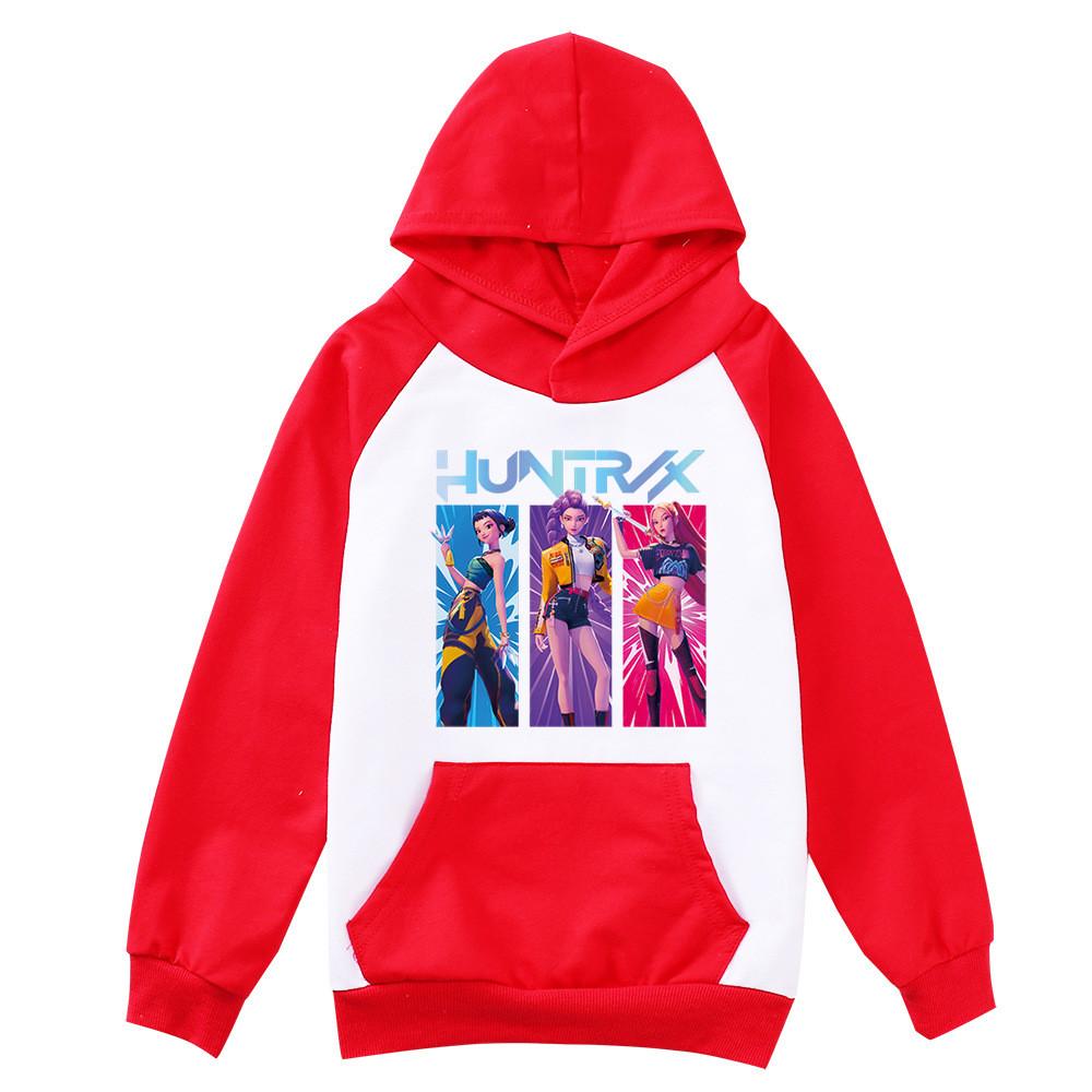 Kids Girls Anime Cartoon K-Pop Rumi Zoey Mira Printed Pocket Casual Long Sleeves Hoodies