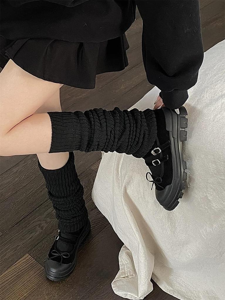 Eukkis Loose School Uniform High Socks for JK Y2K Leg Indoor Cold 120cm Women's Socks, Socks, Costumes, Warmers, Protection, Warmth, Black,