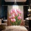 1pc Flower Print Waterproof Privacy Partition Shower Curtain, With 12 Hooks, Multiple Sizes, Machine Washable