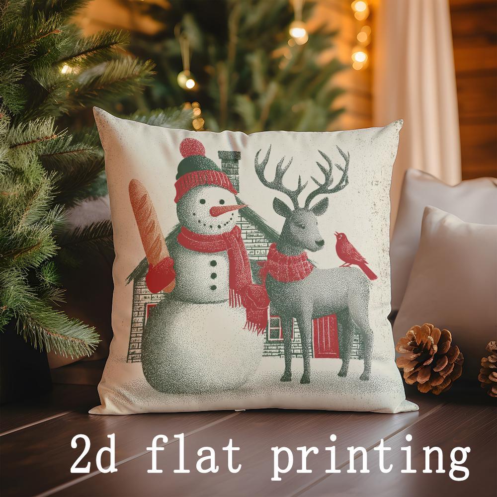 Home Decor Christmas-themed Patterns Pillow Covers for Home Pattern Cushion Cover Suitable for Sofa Bedroom Car Pillow Cover