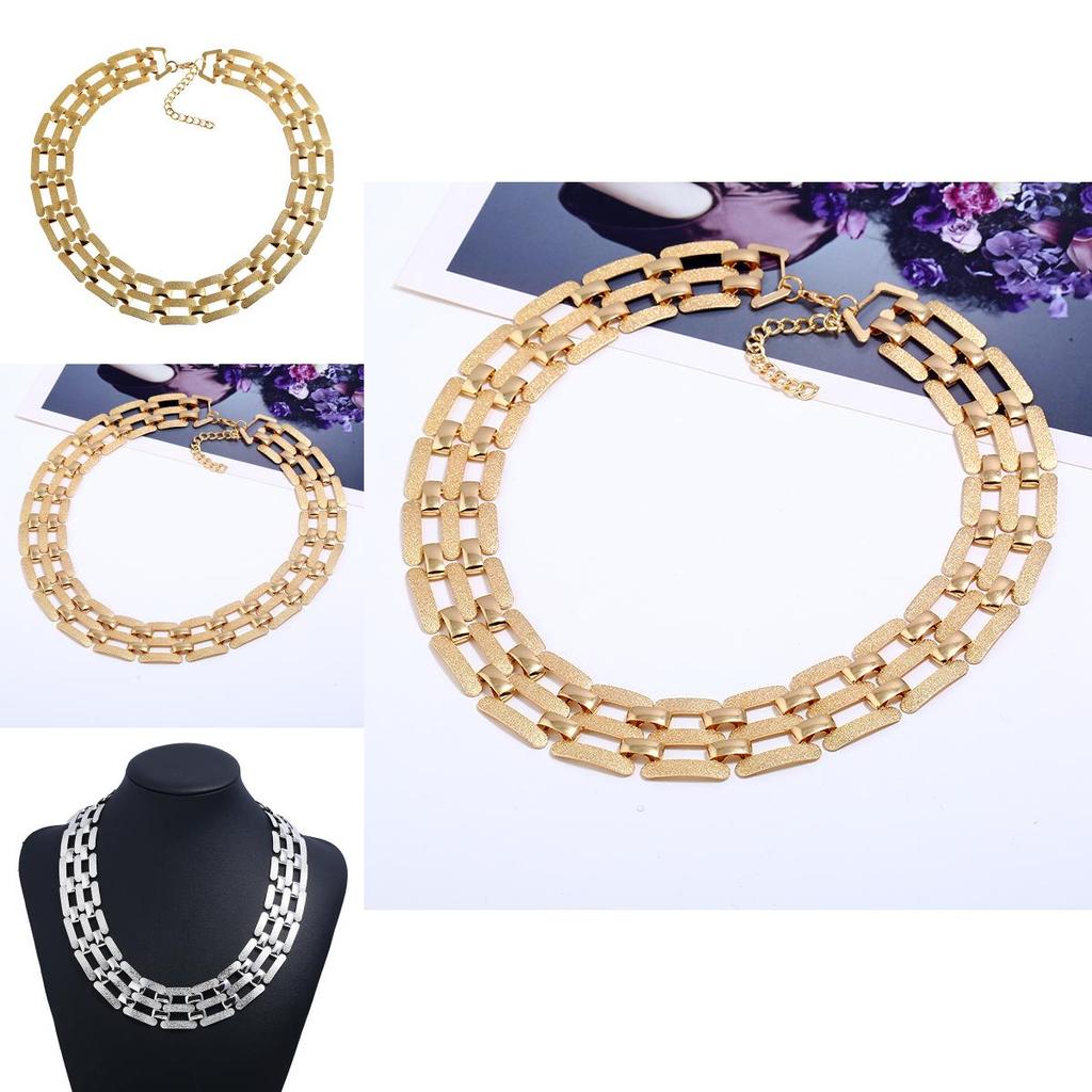 Fashion Metal Geometric Choker Necklace With Matte Finish For Gift And Travel Souvenir