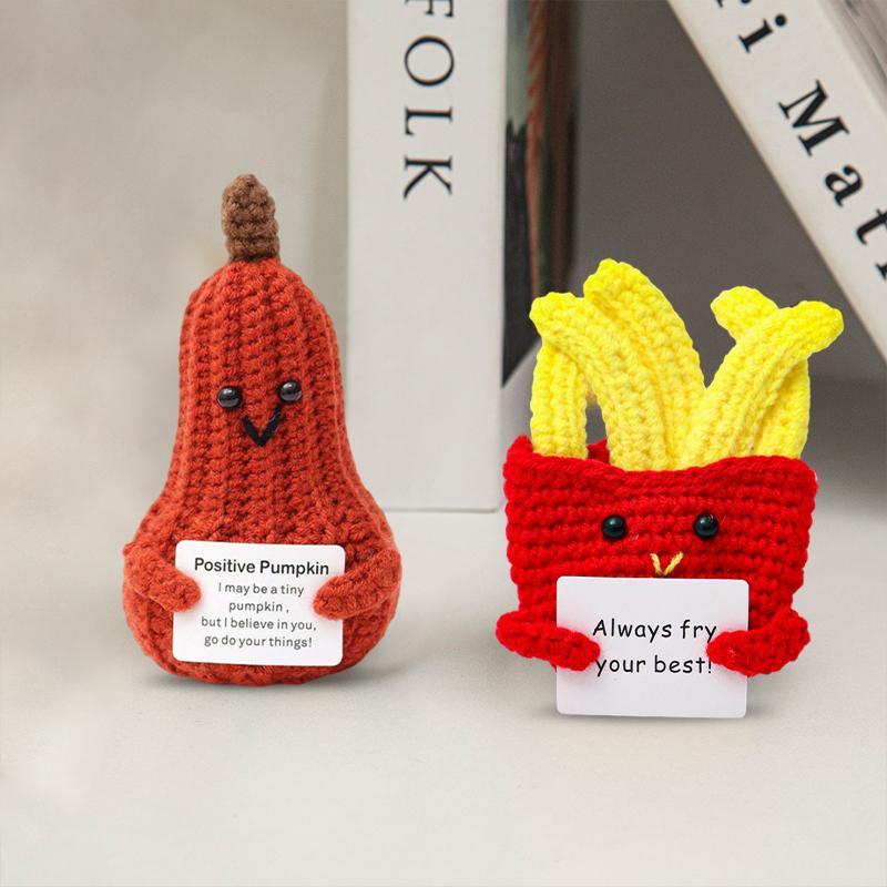 Crochet Ornament Desk Accessories Positive Potato Cucumber Doll Christmas Gifts 2025 Handmade Fruits Vegetables Desktop Ornament