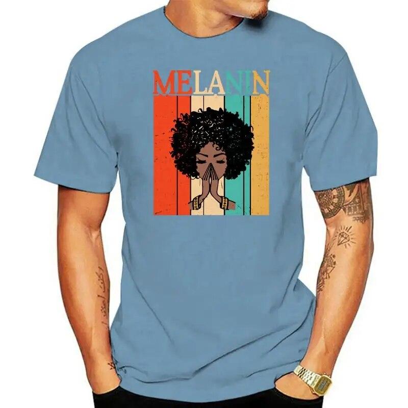 Proud Melanin Black Girls T-Shirt For Women Afro Hair Queens Tee Gift Vintage