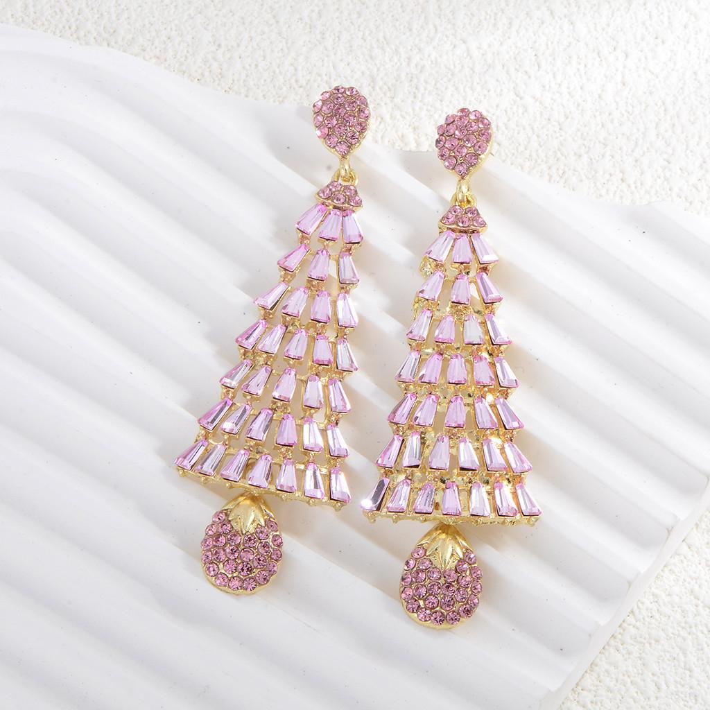 Christmas Tree Earrings With Tassels For Women Holiday Party Decor