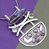 Pendant Silver  Peridot Labradorite Gemstone Jewelry Sterling 2.5" Fiery