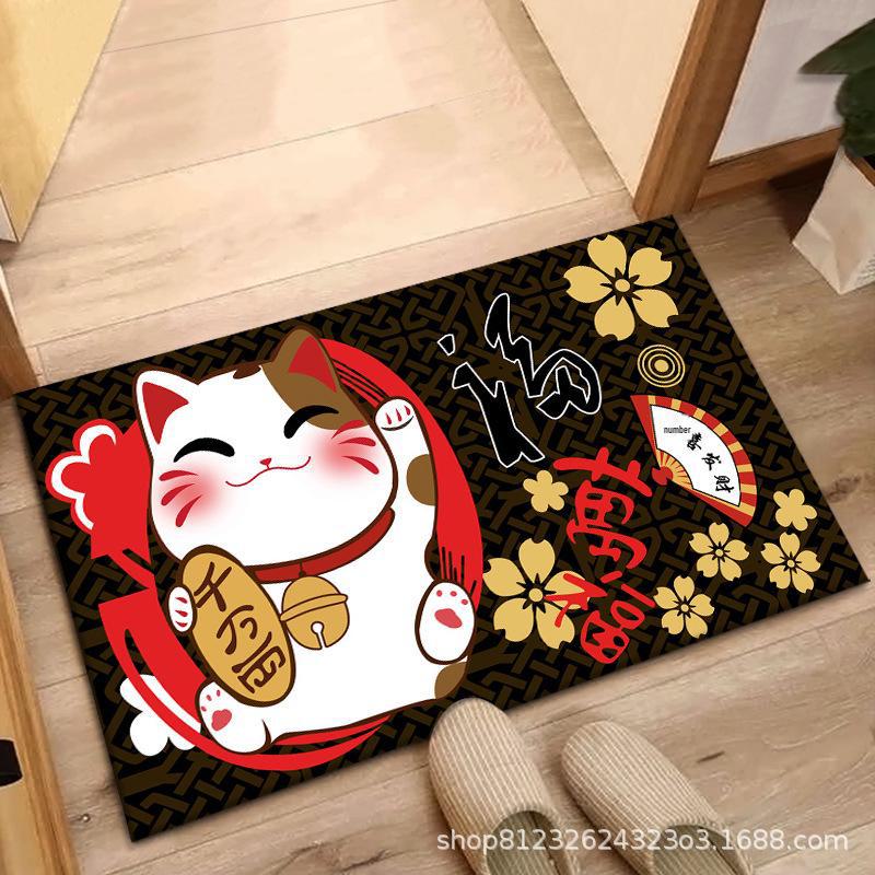 Lucky Cat Anti-Slip Floor Mats for Entrance, Bathroom, and Bedroom