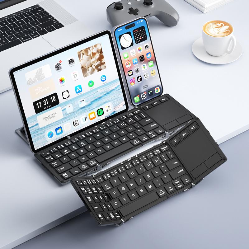 BOW Hangshi HD088F Dual-Mode Wireless Bluetooth Foldable Keyboard with Stand for Tablets & Phones