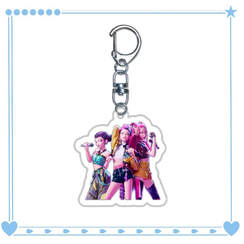 New Demon Hunters Kpop Rumi Zoey Jinu Mira Key Ring Acrylic Keyrings Huntrix Saja Boys Mystery Keychains Accessories Fans Gifts