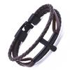 Fashion Cross Charm Bracelet Men Braided Leather Rope Bracelets Bangles Luxury Jewelry Gift Wholesale