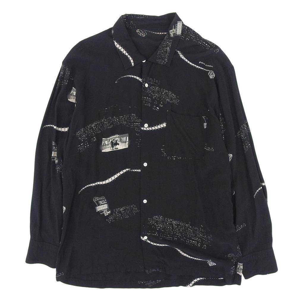 Porter Classic Rayon "Moonlit Black Aloha" Long Sleeve Shirt, Men's, Black, Size M Tops M blackUsed