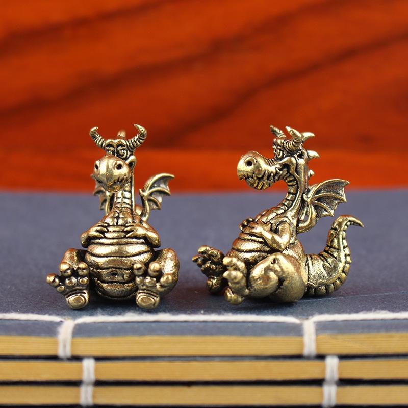 Fengshui Čínská socha létajícího draka Figurky Vintage mosazné Šťastné zvíře Dekorativní figurky Domácí dekorace Ozdoby Řemesla