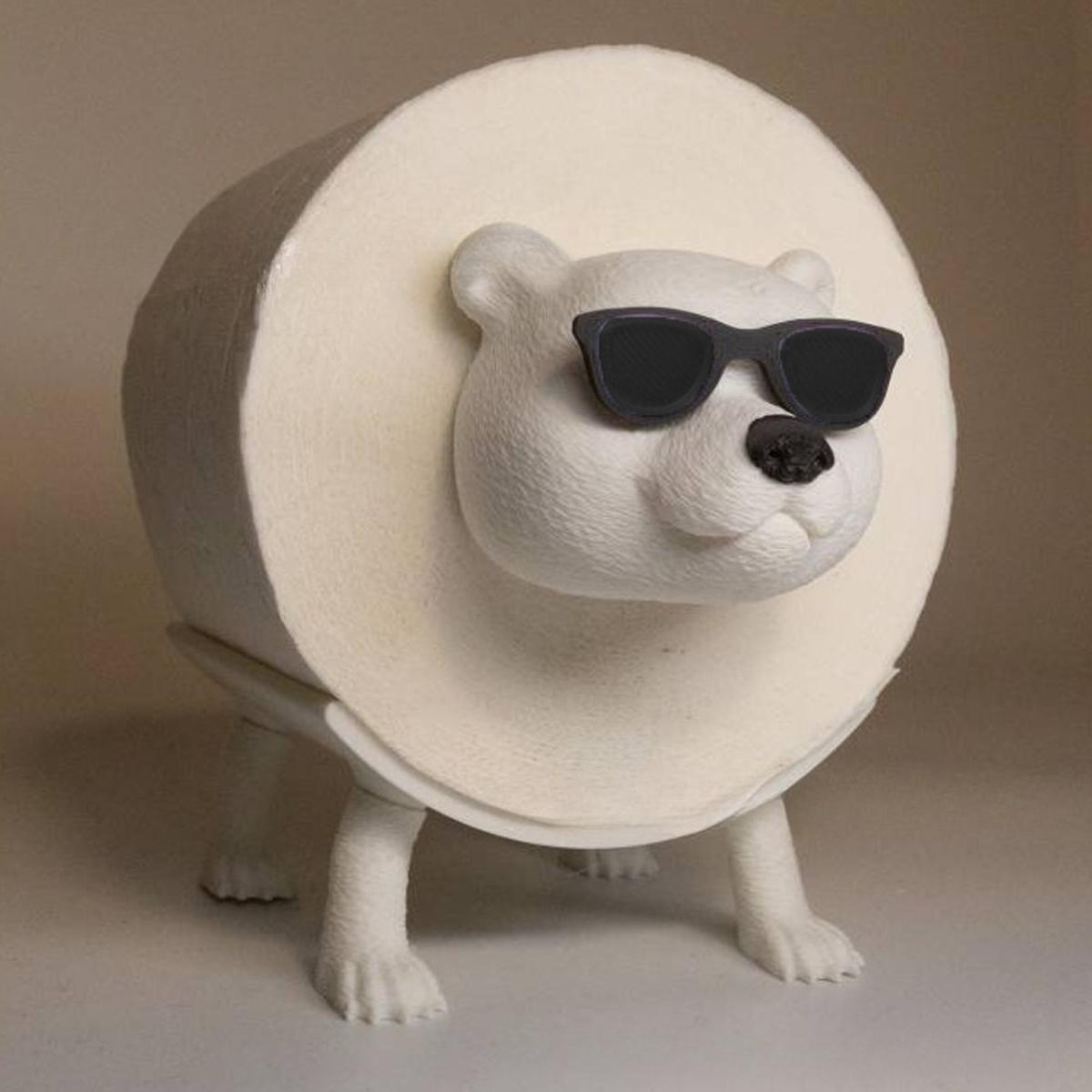 

Fun Dog Toilet Paper Holder with Sunglasses, Novelty Bathroom Organizer, Cute Animal Theme Home Decor for Bathroom Polar Bear - Black Glasses