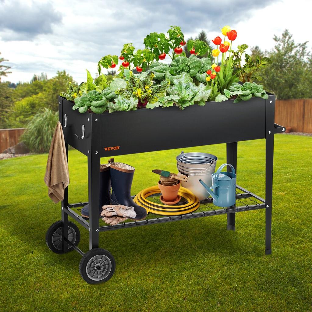 Raised Garden Bed, 42.5 X 19.5 X 31.5 Inch Galvanized Metal Planter Box, Elevated Outdoor Planting Boxes with Legs, for Growing