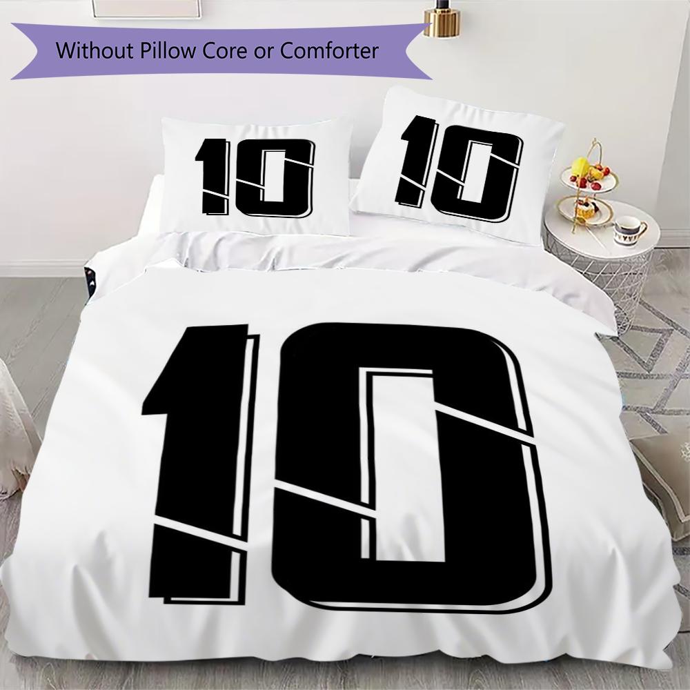MESSI 10 Pattern Bedding uilt Set uilt Cover Pillowcase Home Decoration Birthday Gift (1 * duvet cover + 2 * pillowcase without core)
