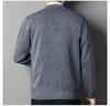 Men's V-Neck Jacquard Sweater Coat - Plus Velvet Knitted Cardigan for Autumn/Winter