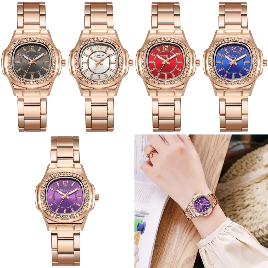 Luxury Ladies Digital Diamond Studded Quartz Watch Fashion  New Rose Gold Stainless Steel Strap Women's Dress Clock Watches