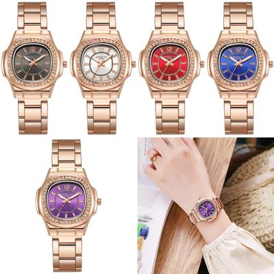 Luxury Ladies Digital Diamond Studded Quartz Watch Fashion  New Rose Gold Stainless Steel Strap Women's Dress Clock Watches
