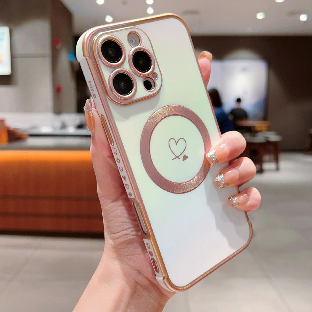 For iPhone 16 Pro Magnetic Case TPU Gradient Electroplated Phone Cover